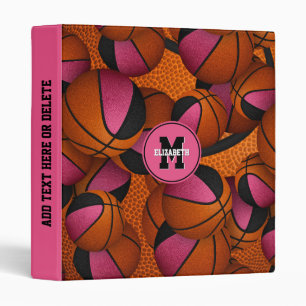 cute pink black basketballs girly back to school binder