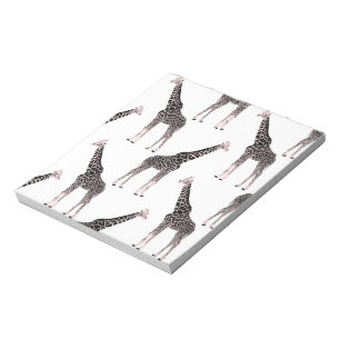 Cute Pink Black Giraffe Animal White Design Notepad