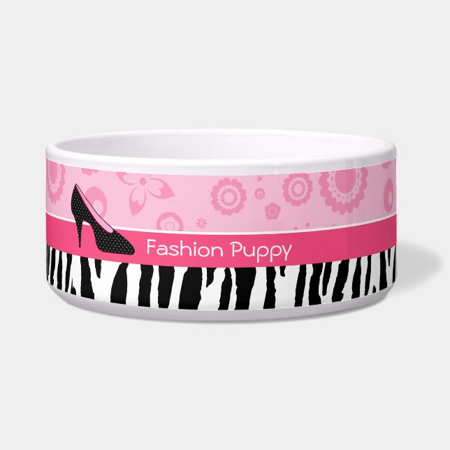 Cute Pink Black Shoes Trendy Zebra Print With Name (Front)