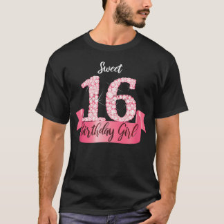 Cute Pink Black Sweet 16 I 16Th Birthday Idea.png T-Shirt