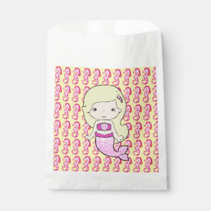 Cute Pink Blonde Mermaid & Seahorses Goodie Bag