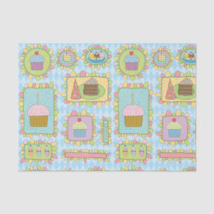 Cute Pink Blue Cupcake Dessert Birthday Party Tissue Paper