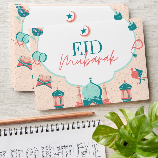Cute Pink & Blue Custom Eid Money Card Envelopes (Stacked)