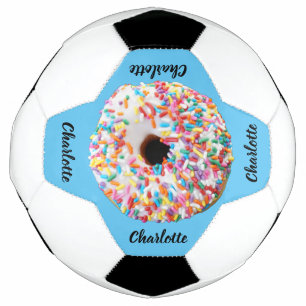 Cute Pink Blue Doughnut Personalized Modern Soccer Ball