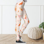 Cute Pink Blue Hen Chicken Floral Leggings<br><div class="desc">Leggings adorned Chicken pattern.</div>
