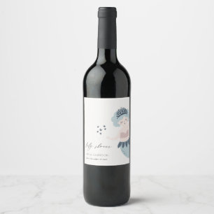 CUTE PINK BLUSH BLUE LITTLE MERMAID BABY SHOWER WINE LABEL