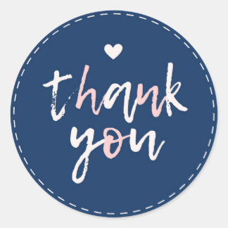 Cute pink blush blue thank you for purchase classic round sticker