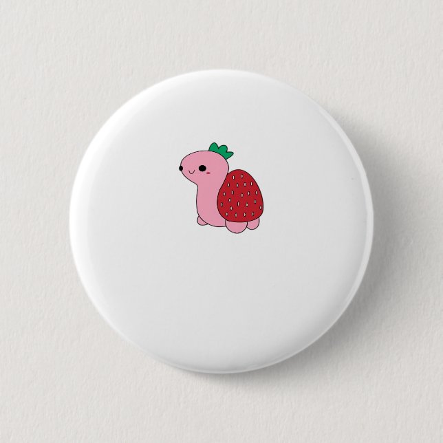 Cute pink blushing strawberry turtle Classic T-Shi 2 Inch Round Button (Front)