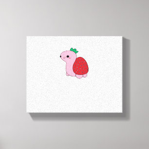 Cute pink blushing strawberry turtle Classic T-Shi Canvas Print