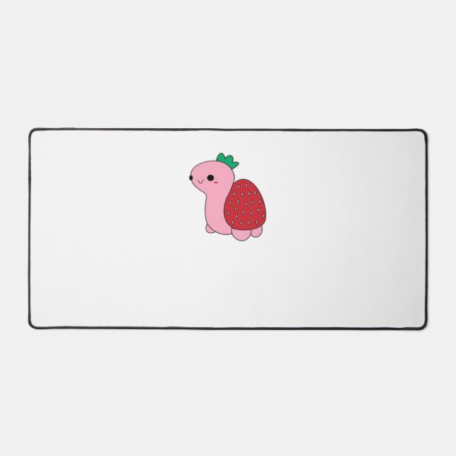 Cute pink blushing strawberry turtle Classic T-Shi Desk Mat (Front)