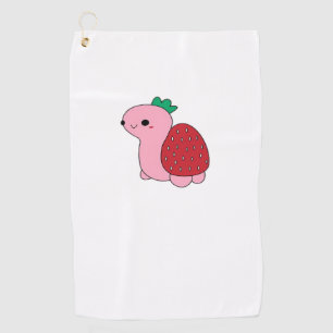 Cute pink blushing strawberry turtle Classic T-Shi Golf Towel