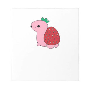 Cute pink blushing strawberry turtle Classic T-Shi Notepad
