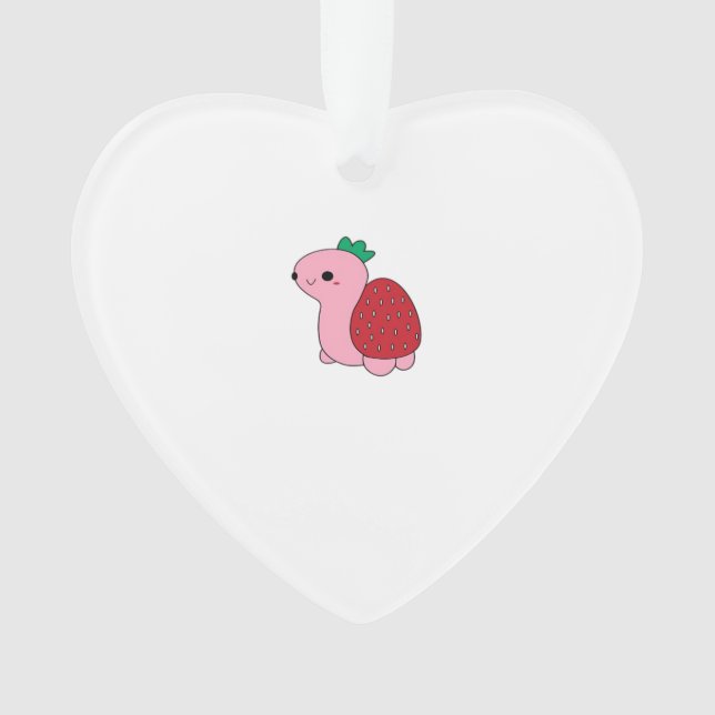 Cute pink blushing strawberry turtle Classic T-Shi Ornament (Front)