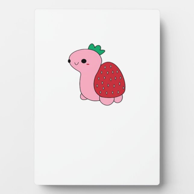 Cute pink blushing strawberry turtle Classic T-Shi Plaque (Front)