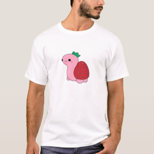 Cute pink blushing strawberry turtle Classic T-Shi T-Shirt