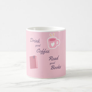 Cute Pink Book Lover Coffee Cup