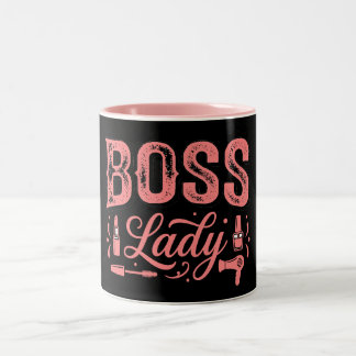 Cute Pink Boss Lady Design Two-Tone Coffee Mug