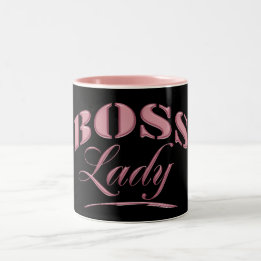 Cute Pink Boss Lady Design Two-Tone Coffee Mug