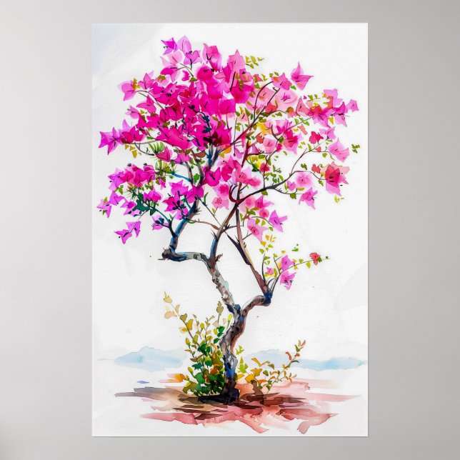 Cute Pink Bougainvillea Tree Poster (Front)