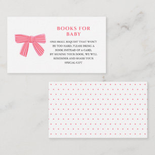 Cute pink bow Baby Shower Book Request Enclosure Card