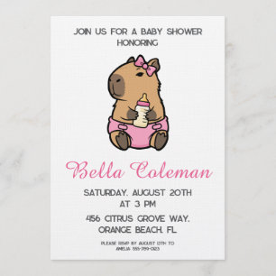 cute pink bow baby shower invitation