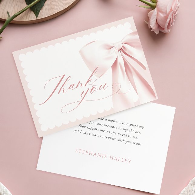 Cute Pink Bow Baby Shower Thank You Card (Creator Uploaded)