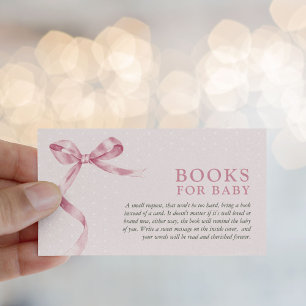 Cute Pink Bow Book Request Baby Shower Enclosure Card