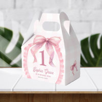 Cute Pink Bow Coquette 1st Birthday