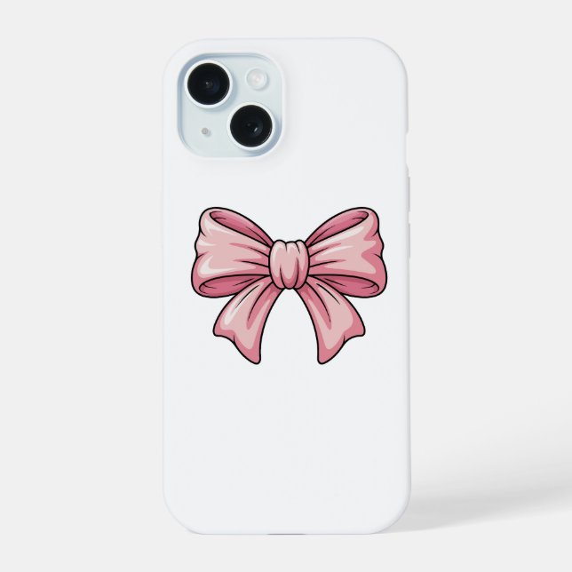 Cute Pink Bow Coquette Aesthetic iPhone Case (Verso)