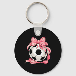 Cute Pink Bow Coquette Ll Soccer Girl Aesthetic Pl Keychain