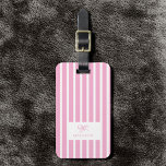 Cute Pink Bow Coquette Preppy Custom Name Luggage Tag<br><div class="desc">Dress your luggage up in preppy pink stripes and a dainty bow! Add your name for a coquette-core look that’s cute, girly, and totally on trend. Perfect for glam vibes on the go!</div>