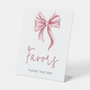 Cute Pink Bow Favour Gifts Pedestal Sign