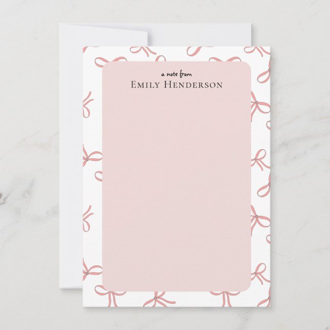 Cute Pink Bow Girly Coquette Frame  Card (Front)