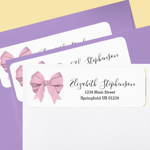 Cute Pink Bow Girly Return Address