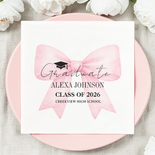 Cute Pink Bow Graduation Cap Graduate Napkin