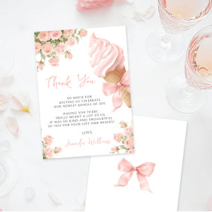 Cute Pink Bow Ice Cream Summer Baby Girl Shower Thank You Card