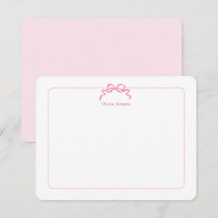 Cute pink bow Kids  Thank You Card