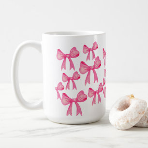 Cute Pink Bow Mug   Coquette Aesthetic Girly Mug