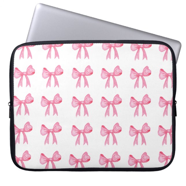 Cute Pink Bow Neoprine laptop sleeve 15 inch  (Front)