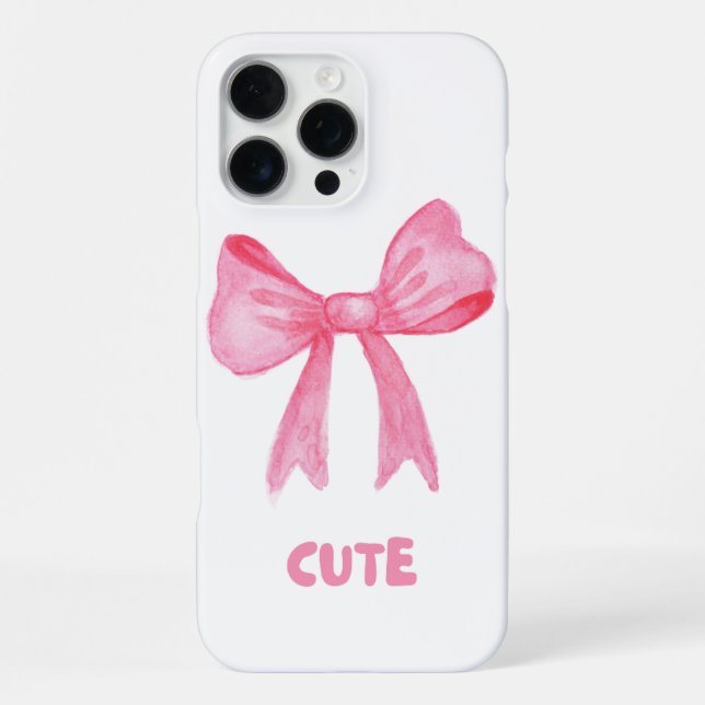 “Cute” Pink Bow Pastel Phone Case (Back)