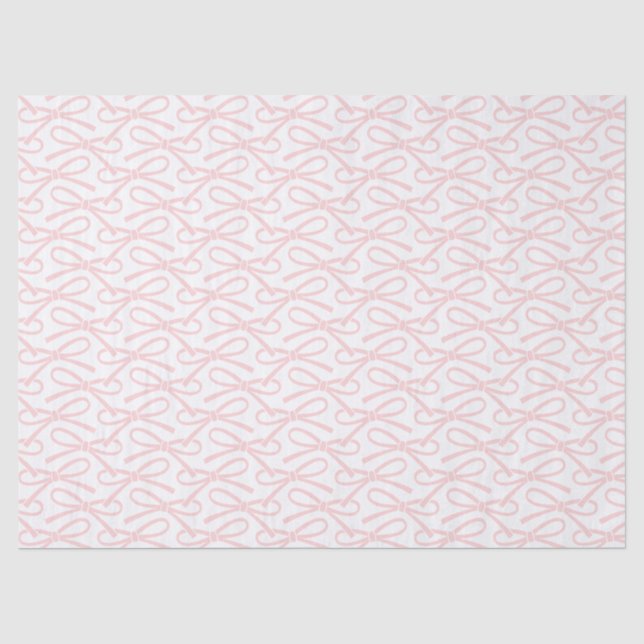 Cute Pink Bow Pattern White Gift Wrap Tissue Paper (Front)