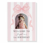 Cute Pink Bow Photo Child's Birthday Welcome