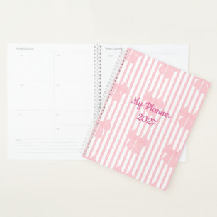 Cute Pink Bow Planner Pretty Girly Daily Planner