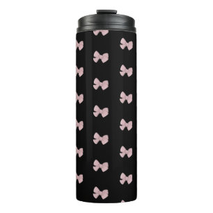 Cute Pink Bow printed black Thermal Tumbler
