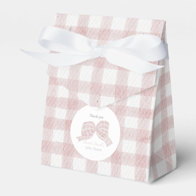 Cute pink bow ribbon baby shower  favor box (Front Side)