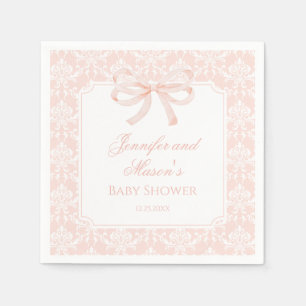 Cute pink bow ribbon boho baby shower napkin