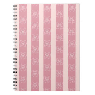 Cute Pink Bow Stripe Pattern – Girly Aesthetic Notebook