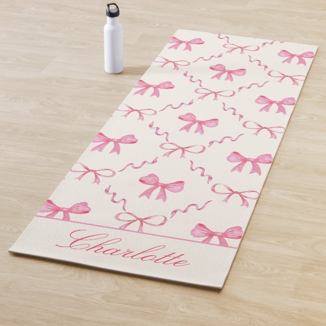 Cute Pink Bow Yoga Mat (In Situ)