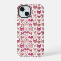 Cute Pink Bows Hearts Hand-Sketched Pattern