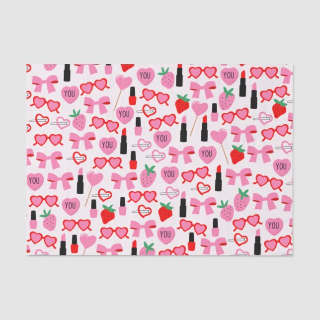 Cute Pink Bows Tissue Paper (Front)